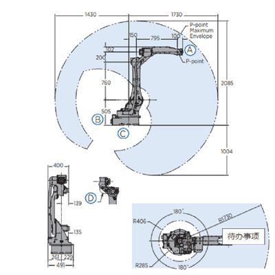 Industrieroboterarm YASKAWA GP20 mit Prüfer YRC1000 und 25 Kilogramm playload für die materielle Übergebung und das Verpacken
