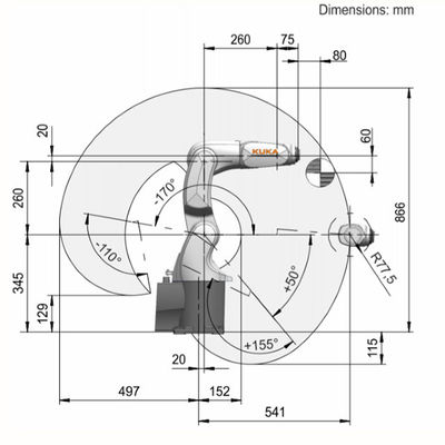 Der Spitzenleistung 6 Kr 3 AGILUS Industrieroboter KUKA materieller Handhabungsroboter der kleinen Achse