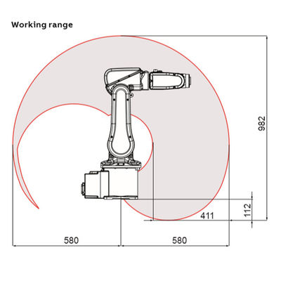 Roboterarm mit 6 Achsen ABB IRB 120 Minimit Prüfer des Vertrages IRC5 für die Ernte und die Platzierung des Roboterarmes