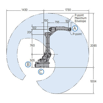 Roboterarm der Achsen-GP25 6 für materielle Übergebungsnutzlast 25kg erreichen 1730mm schnellen und genauen materiellen Übergebungsroboter