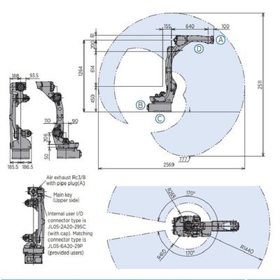 6 Reichweite 1440mm des Achsen-Roboter-Arm-GP12 der Nutzlasten-12kg für materielles, schnelles und genaues Matecurate übergebend materieller Übergebungsroboter