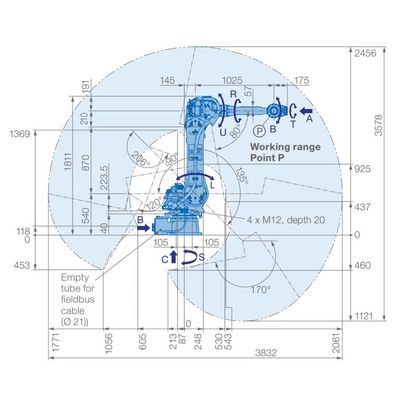 6 Achsen-Roboterarm GP50 Reichweite 2061mm Nutzlasten-50kg für die materielle Übergebung