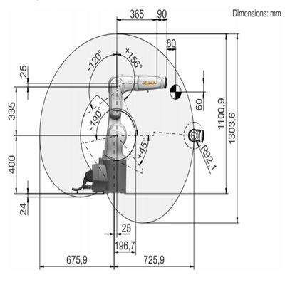 Nutzlast R700-2 6.8kg Kr 6 erreichen 726mm der 6 Achsen-Palettierungsroboter