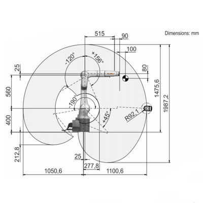 Nutzlast R1100-2 11.1Kg Kr 10 erreichen 1101mm Roboterschweißen