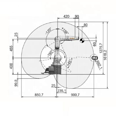 Nutzlast R900-2 6.7kg Kr 6 erreichen 901mm das 6 Achsen-Roboterschweißen