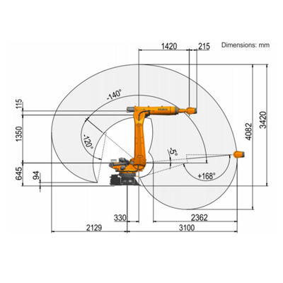 Nutzlast 220kg Achse R3100-2 6 Kr 150 erreichen 3100mm die 6 Achsen-Malerei-Roboter