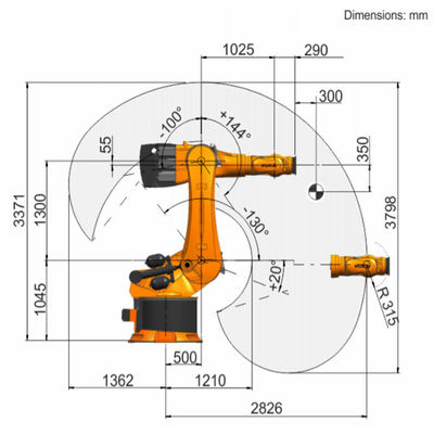 Nutzlast R2830 729kg Kr 600 erreichen 2826mm der 6 Achsen-Palettierungsroboter