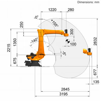 Kr-120 R3200 PAs 5 Palettierungsroboter der Achsen-Nutzlasten-120kg der Reichweiten-3195mm