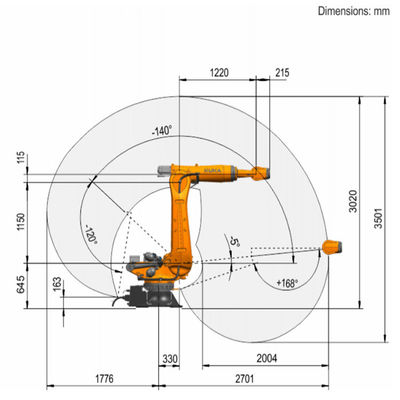 Achsen-Nutzlast 275kg Kr 210 R2700-2 F 6 erreichen 2701mm Boden-Montage-Handhabungsroboter
