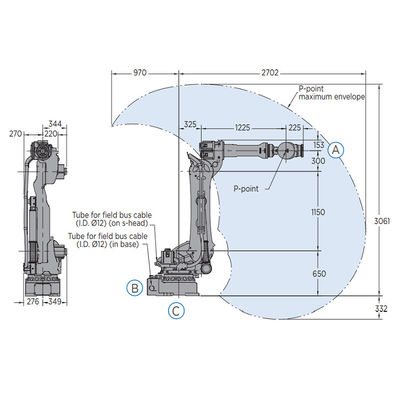 Materialtransport mit Nutzlast 180KG des Roboterarmes Roboter industriellen MH180 und 6 Achse
