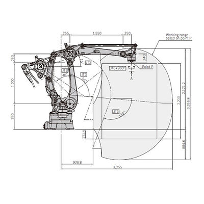 Achsen-Nutzlast 160kg CP180L 4 erreichen 3255mm Hochgeschwindigkeitspalettierungsroboter