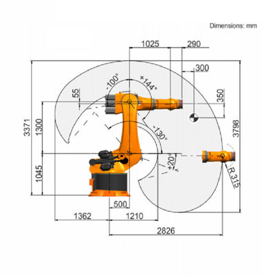 6 Industrieroboter Achsen-industrieller Roboterarm Kr 500 R2830 Kuka mit bewerteter Nutzlast 500-Kilogramm-Industrieroboters