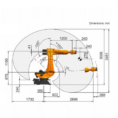 Industrieroboter des industriellen Roboterarmes mit 6 Achsen mit bewerteter Nutzlast 210 Kilogramm-kuka Industrieroboters