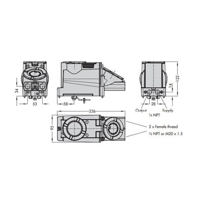 Samson Positioner 3731-3 mit Feedback des elektropneumatischen Stellwerks als Ventil-Stellwerk-Arbeit mit Ventilen