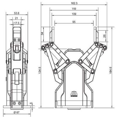 Mähdrescher des Roboter-Greifer-AG-95 mit Achse UR-Roboterarm-6 als kooperativem Roboter