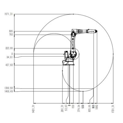 6 Achsen-industrieller Roboterarm China TKB2670-20KG-1721mm als Industrieroboter