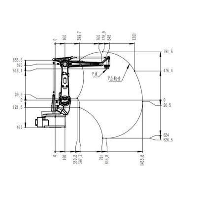 6 Achsen-Roboterarm, der TKB4600-12KG-1435mm für Malerei als Malerei-Roboter malt