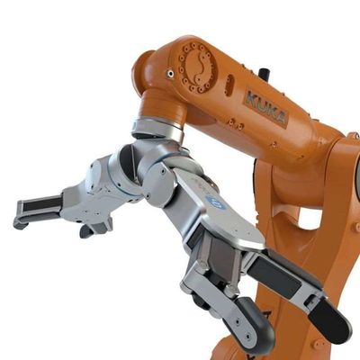 Kooperativer Roboterarm mit dem flexiblen Finger RG6 des Greifer-2 als Roboter-Greifer