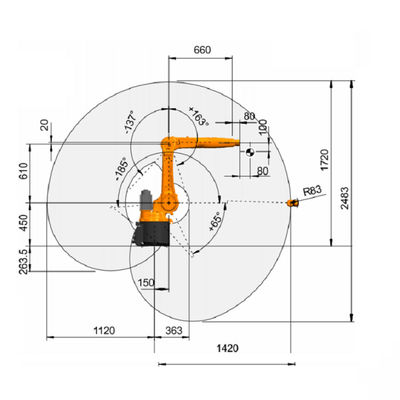 Veranschlagte Palettierungsroboter-Kr 10 R1420 10kg Kuka Achsen-Arm-Roboter-industriellen Roboterarm der Nutzlasten-6 für Paletten