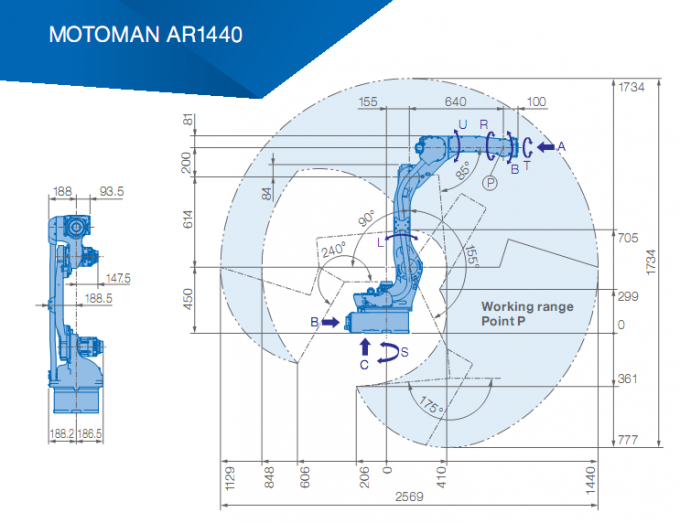 Industrieroboterarm YASKAWA AR900 für Bogenschweißer 7kg Arm-Schweißensroboter Nutzlast 927mm